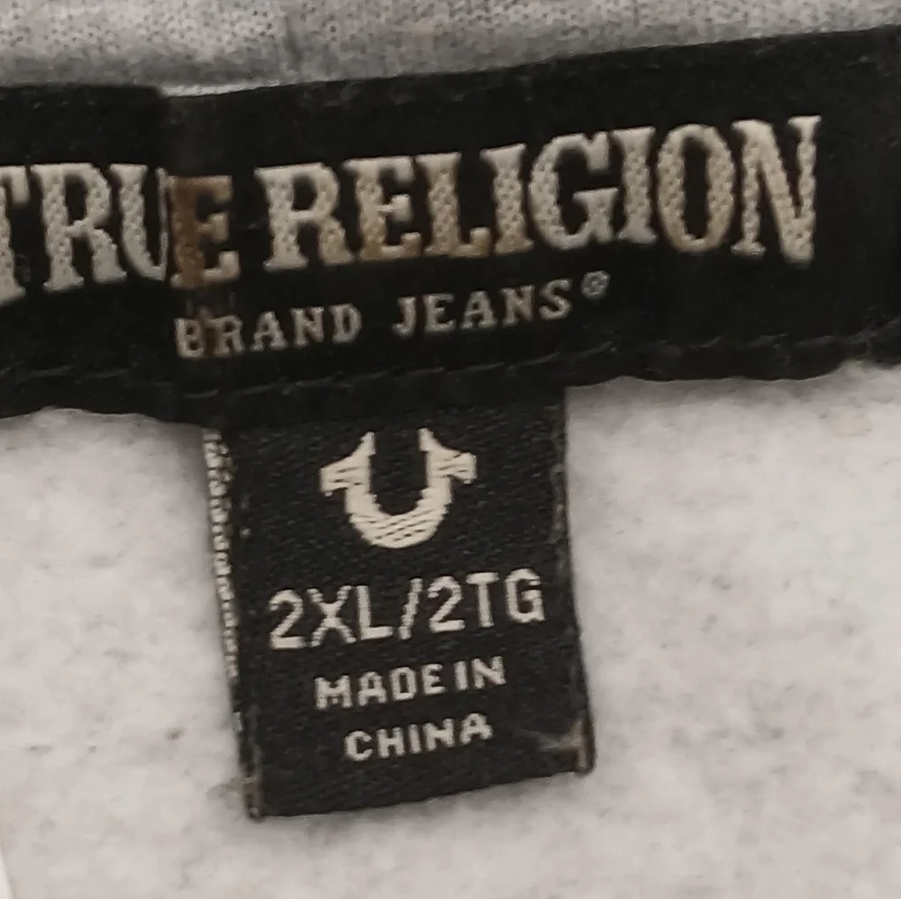 True Religion Grey Zip-Up Hoodie with Logo